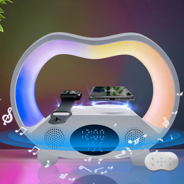 New 6 In 1 Smart Remote Control Bluetooth-compatible Ambience Intelligent LED Table Lamp Multi-function Wireless Charger Night Light Bluetooth-compatible Speaker - vista 4
